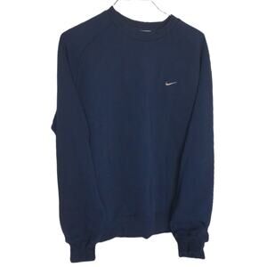 Vintage Nike Y2K Navy Blue Fleece Swoosh Sweatshirt Size Large